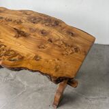 Table artisanale en orme massif, art populaire