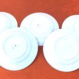 5 antique porcelain soup plates PN France