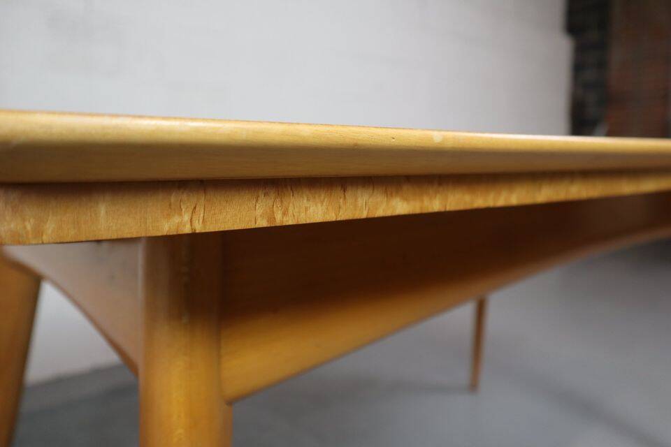 Vintage Scandinavian dining table made of Karelian birch