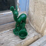 Vintage statue 50/60 Biche Lemanceau St Clément dark green ceramic