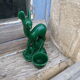 Vintage statue 50/60 Biche Lemanceau St Clément dark green ceramic
