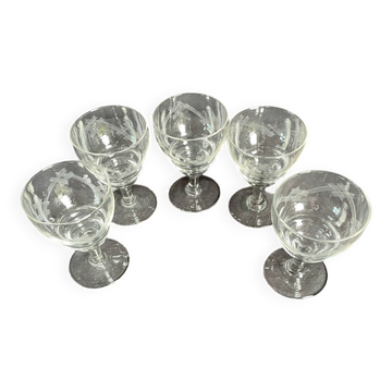 5 Ardéco chiseled crystal glasses