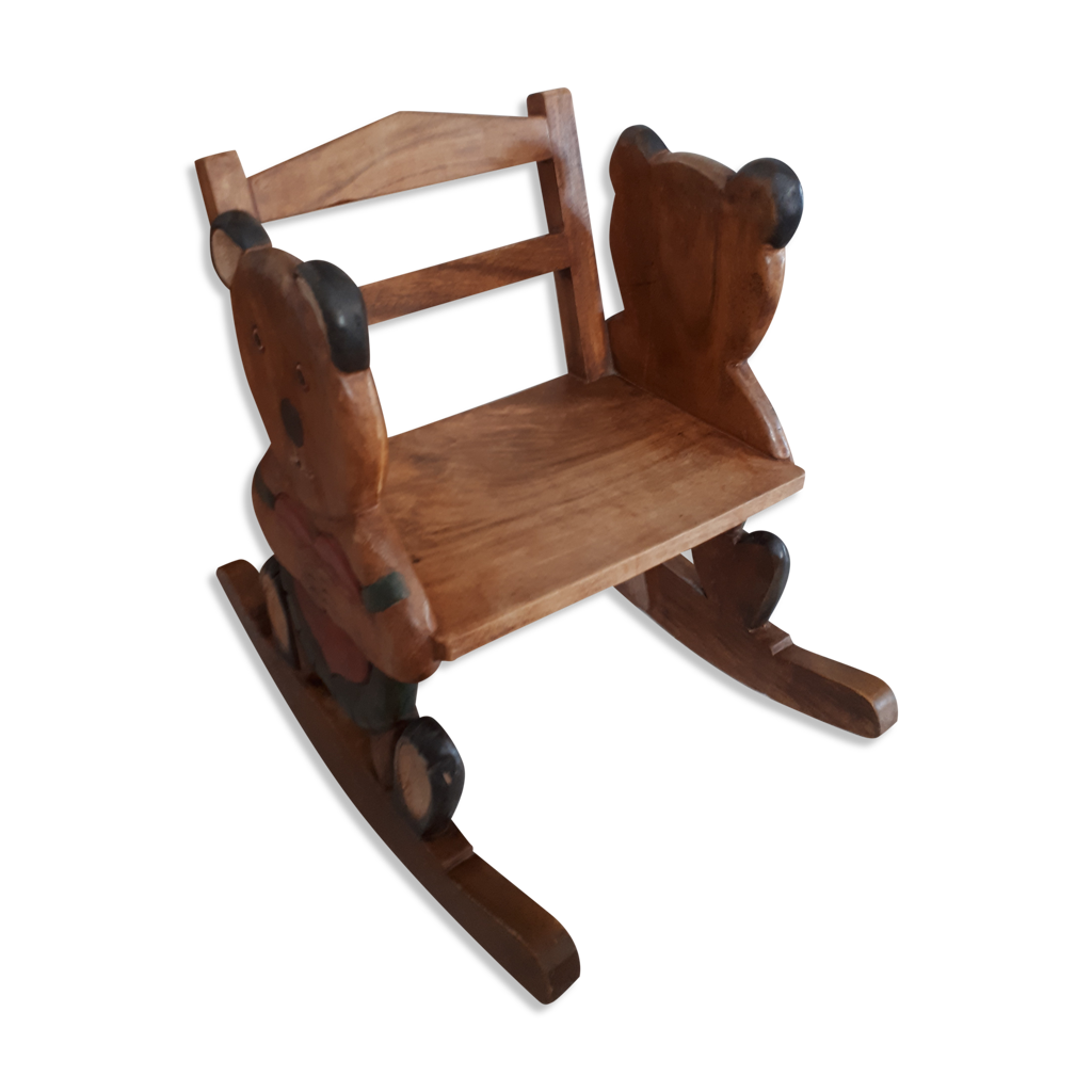 Rocking chair child wooden teddy bears