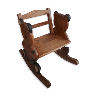 Rocking chair child wooden teddy bears