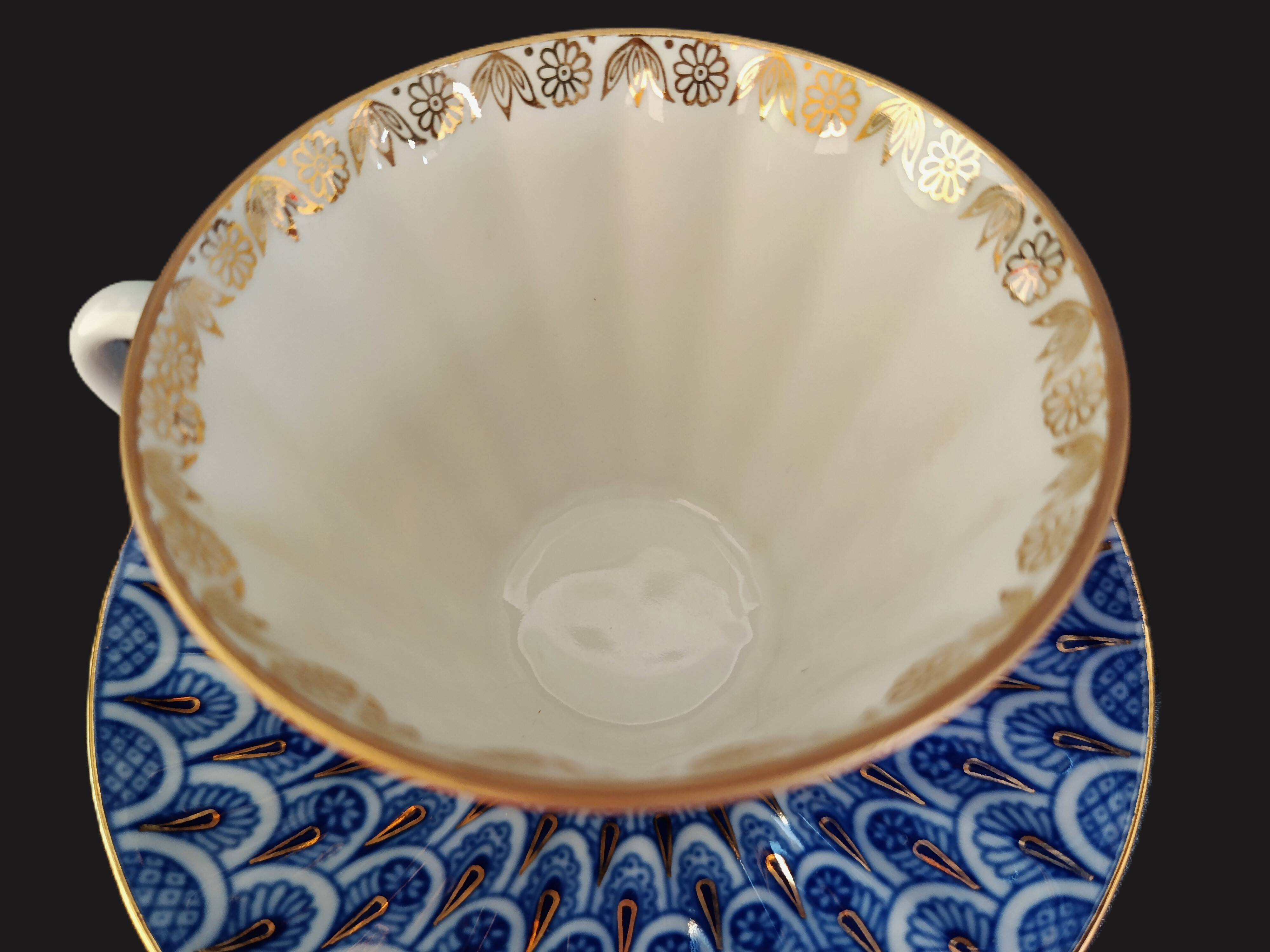 Pair of Russian imperial porcelain cups "Lomonosov" from St Petersburg