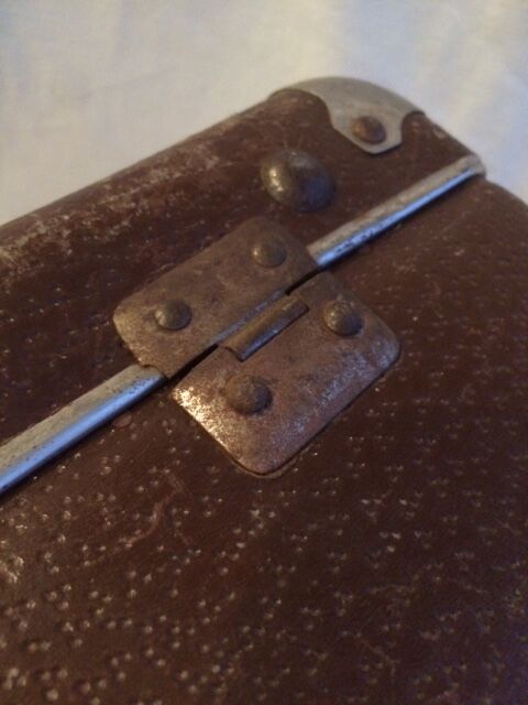 Small suitcase vintage wood and cardboard