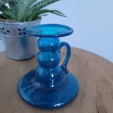 Biot low blown glass candlestick