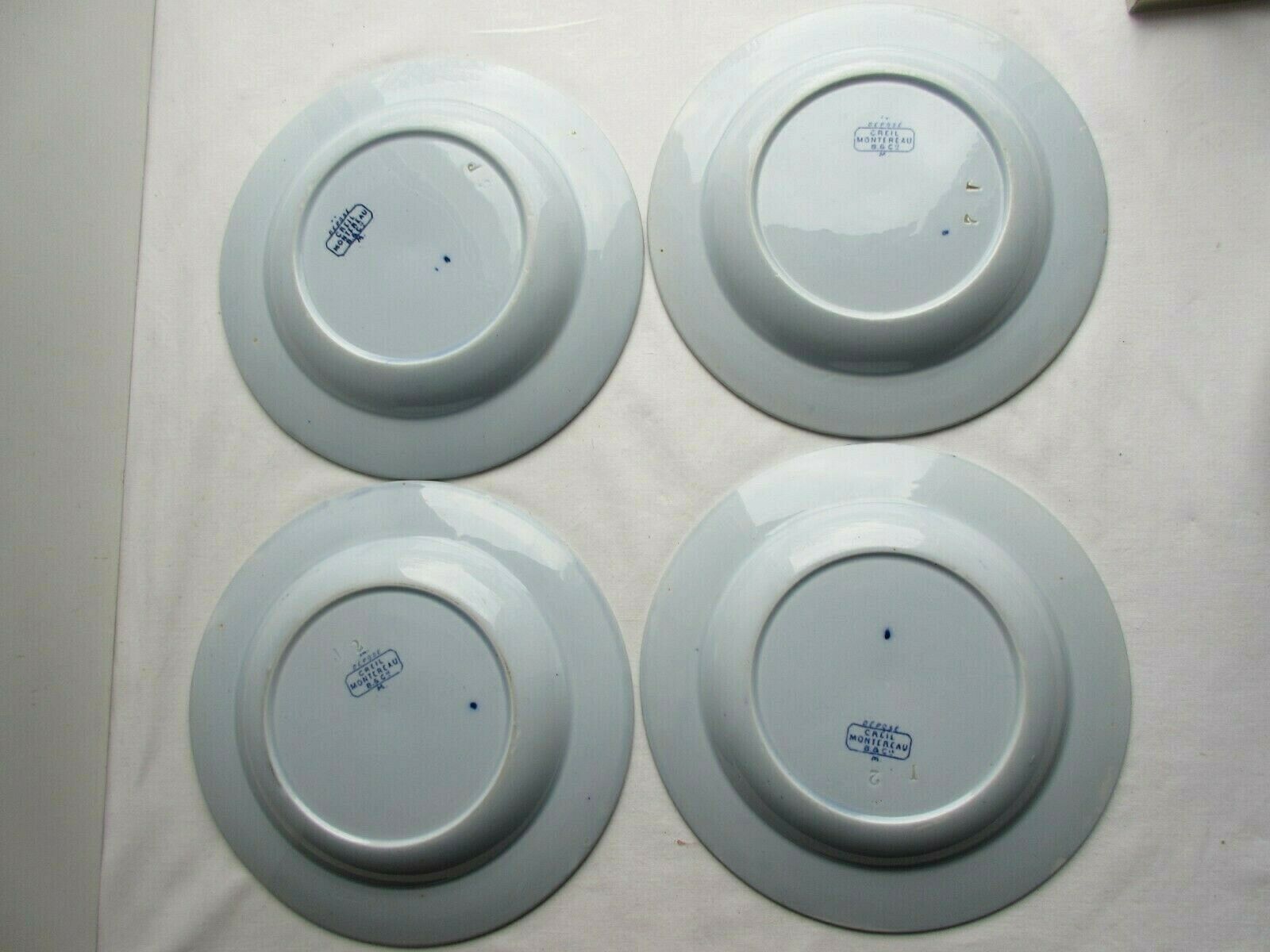lot of 4 hollow plates Creil Montereau, Model Japan