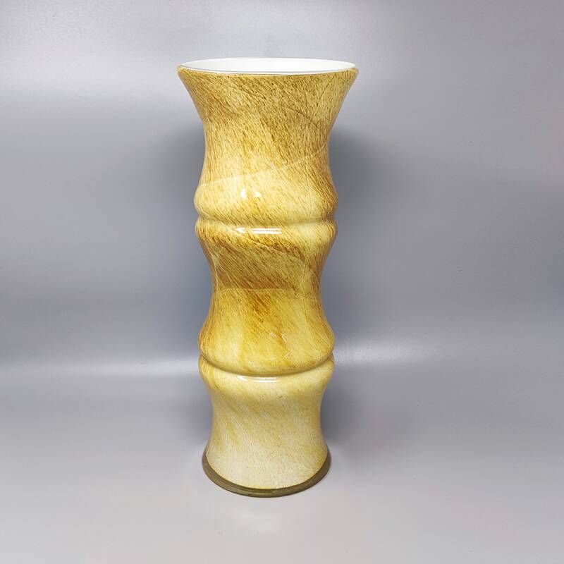 1970s Gorgeous Pair of Vases in Murano Glass by Enrico Coveri. Made in Italy