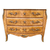Louis XV style commode in marquetry, 20th century.