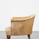 Antique sheep leather club chair/armchair on wheels