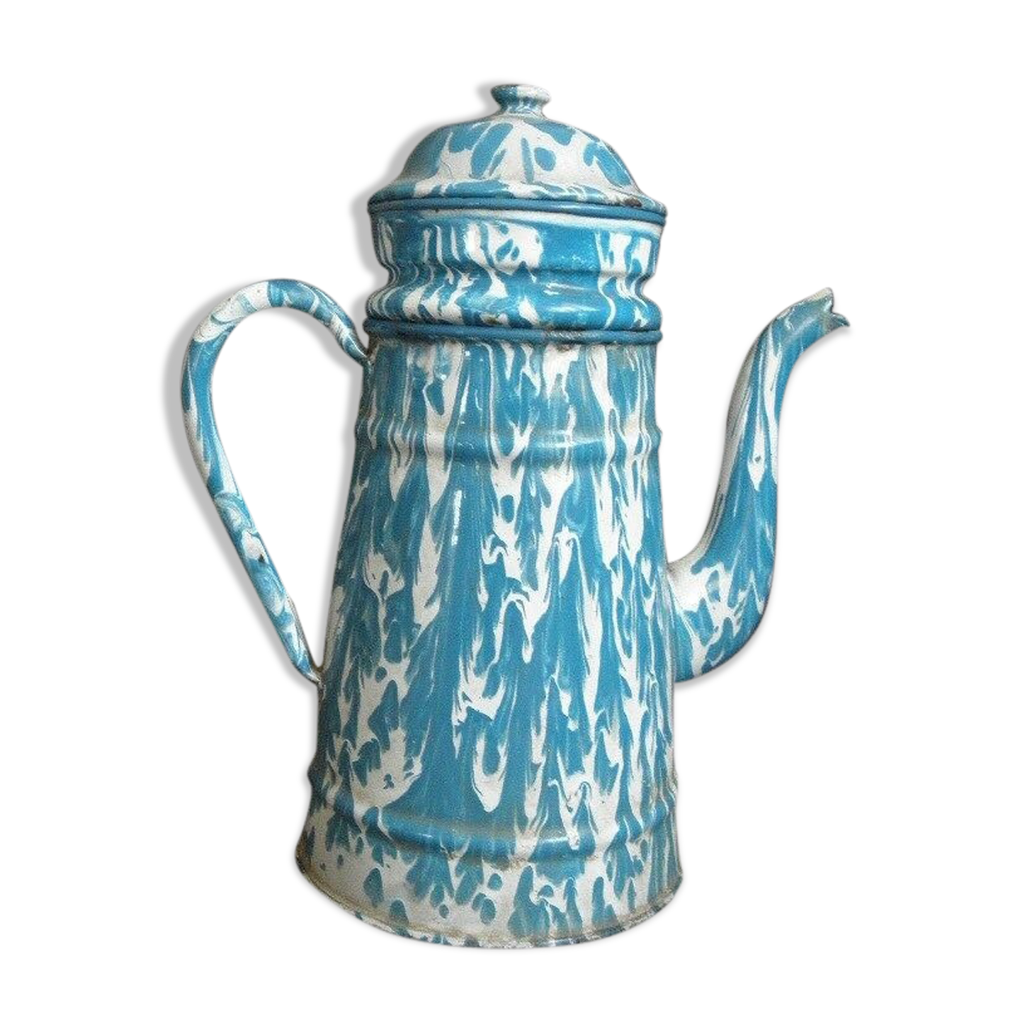 Vintage coffee maker in French sky blue enamel