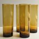 Set of 4 smoky amber brown water/orangeade glasses, France 1970.