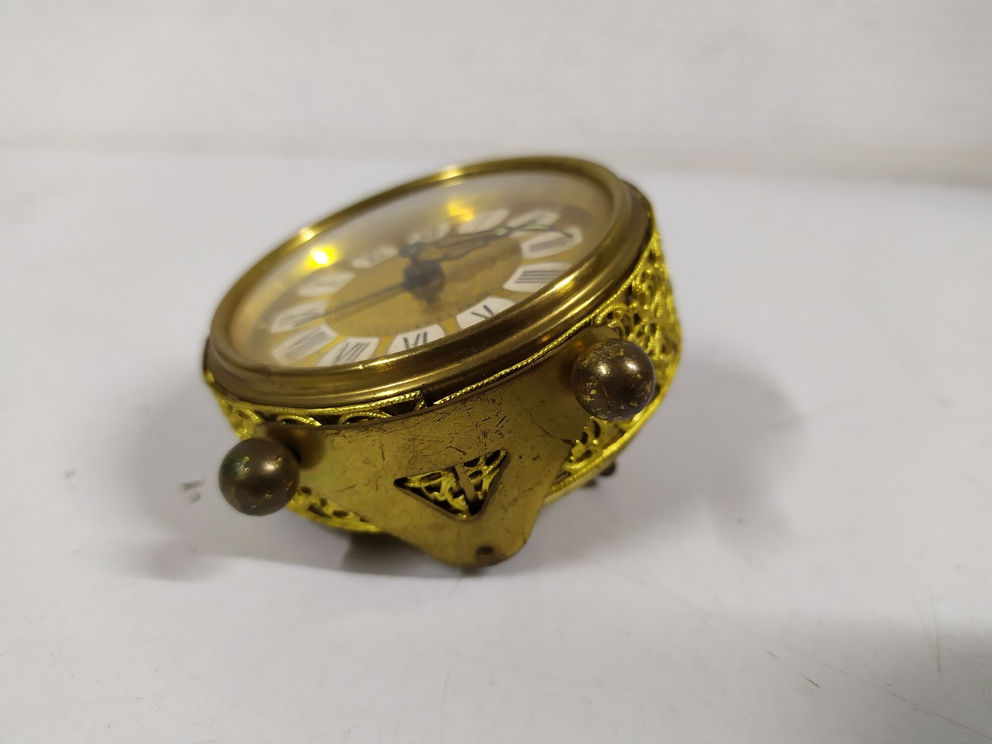 beautiful little golden mechanical alarm clock - vintage - TALGO - works