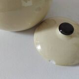 HBCM Sugar Bowl and Milk Jug Duo - Vintage Cream and Brown Earthenware