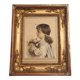 Aquarelle sur papier, portrait d'une jeune fille signé Alessandro Rontini Florence (1854-1933)