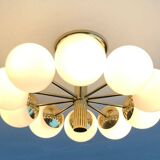 German brass ceiling lamp in mid-century modern space style by Kaiser Leuchten, 1960s.