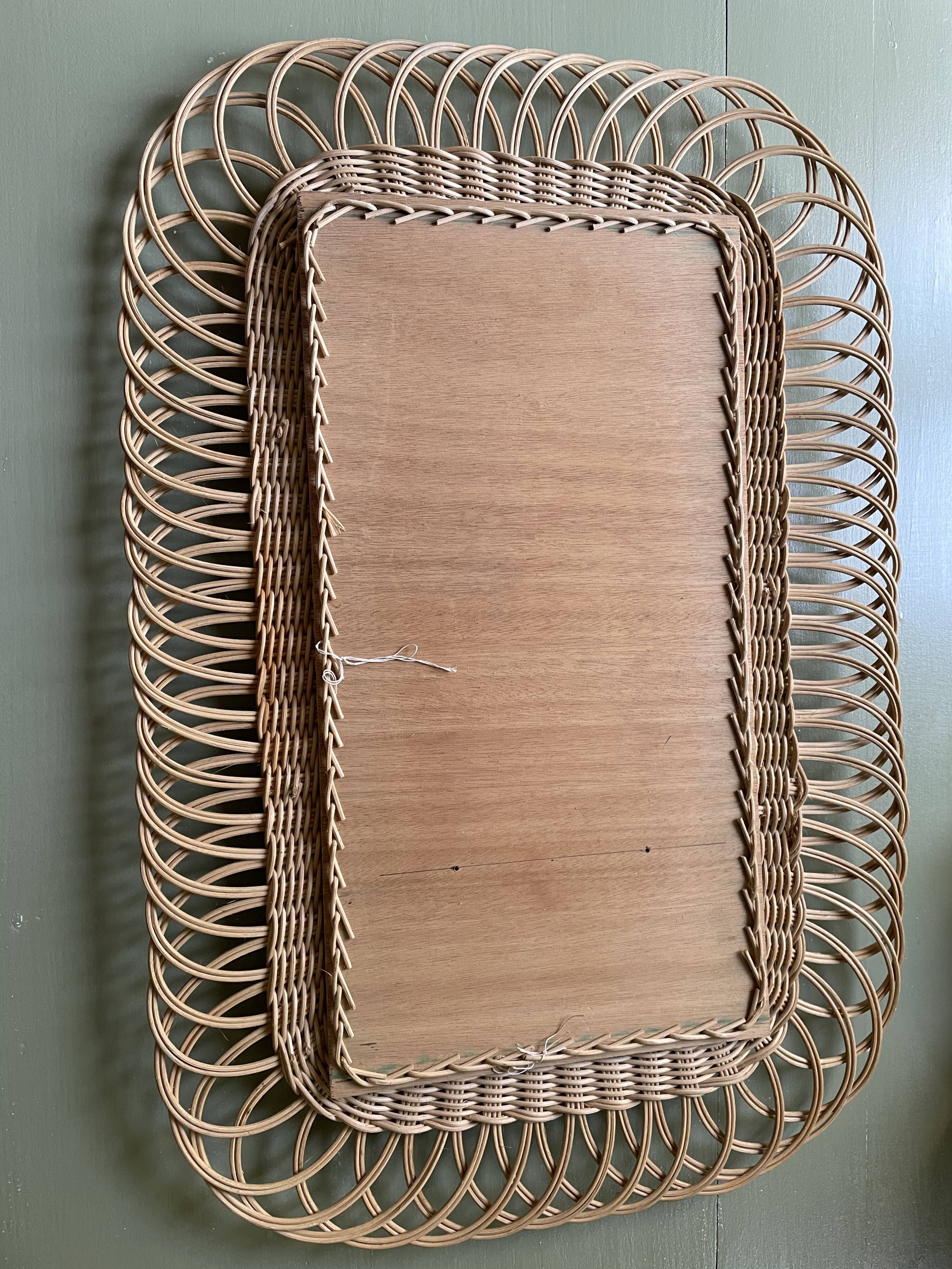 Miroir rotin vintage H72 X L48