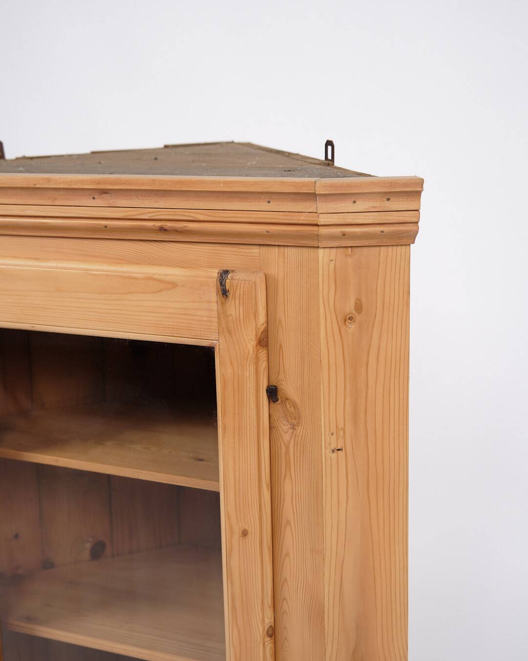 Hanging corner cabinet with glass door - pine - year 1890s