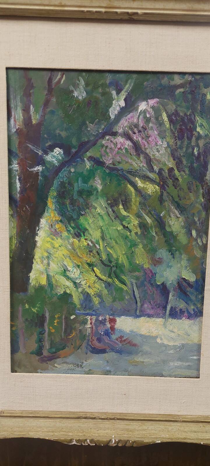 Oil painting on panel early 1900 landscape impressionist frame