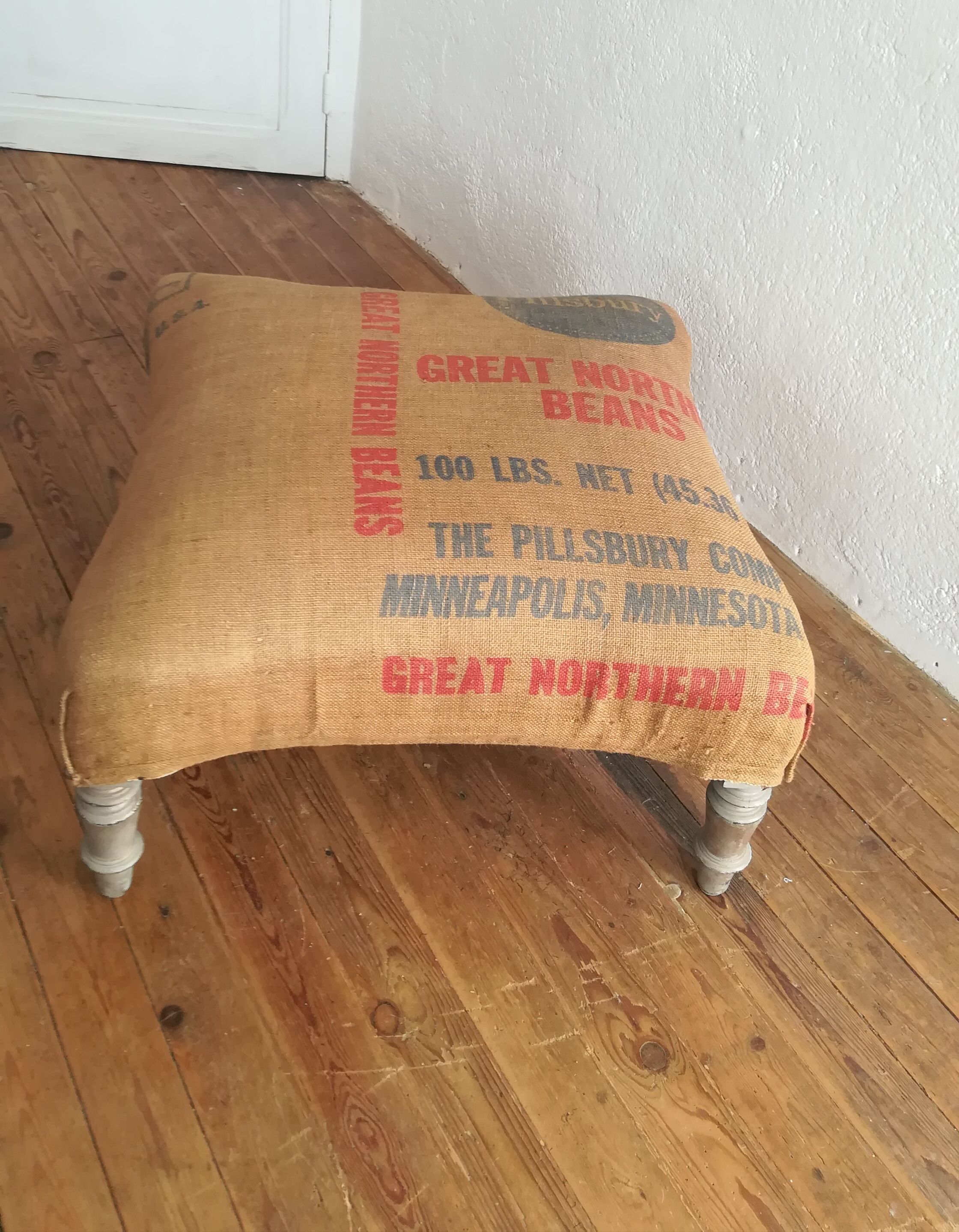 Ottoman pouf rests foot