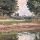 Vintage Original River Landscape Oil Painting: Framed Countryside Art