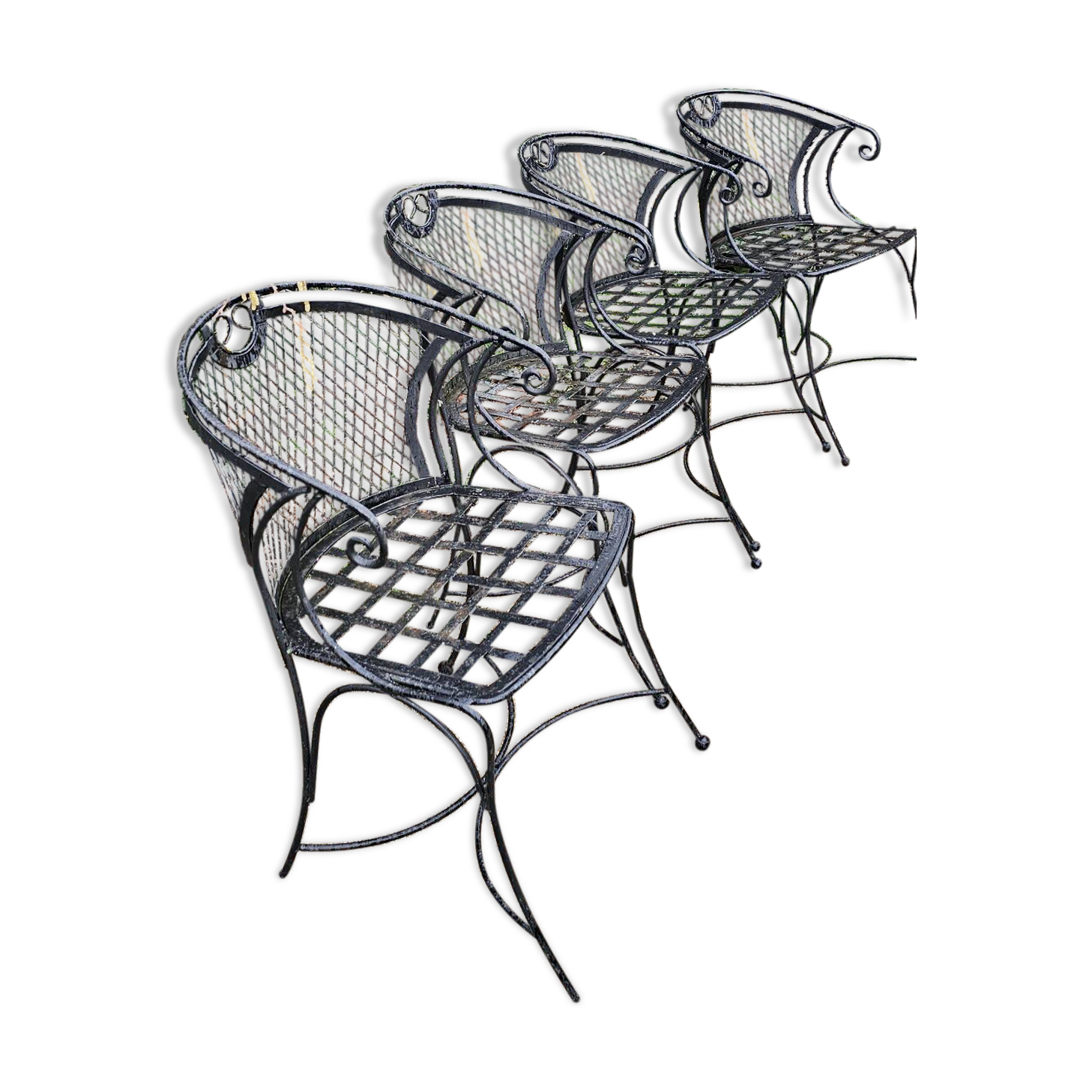 4 wrought iron garden chairs