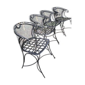 6 fauteuils jardin fer