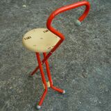 Ulisse cane stool/folding chair, red, Ivan Loss design, vintage Italian 1980s