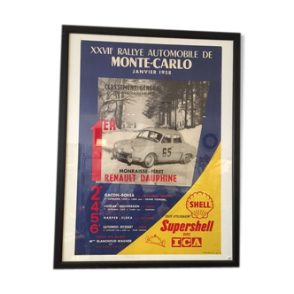 Old and authentic poster xxvi monte carlo motor rally january 1958