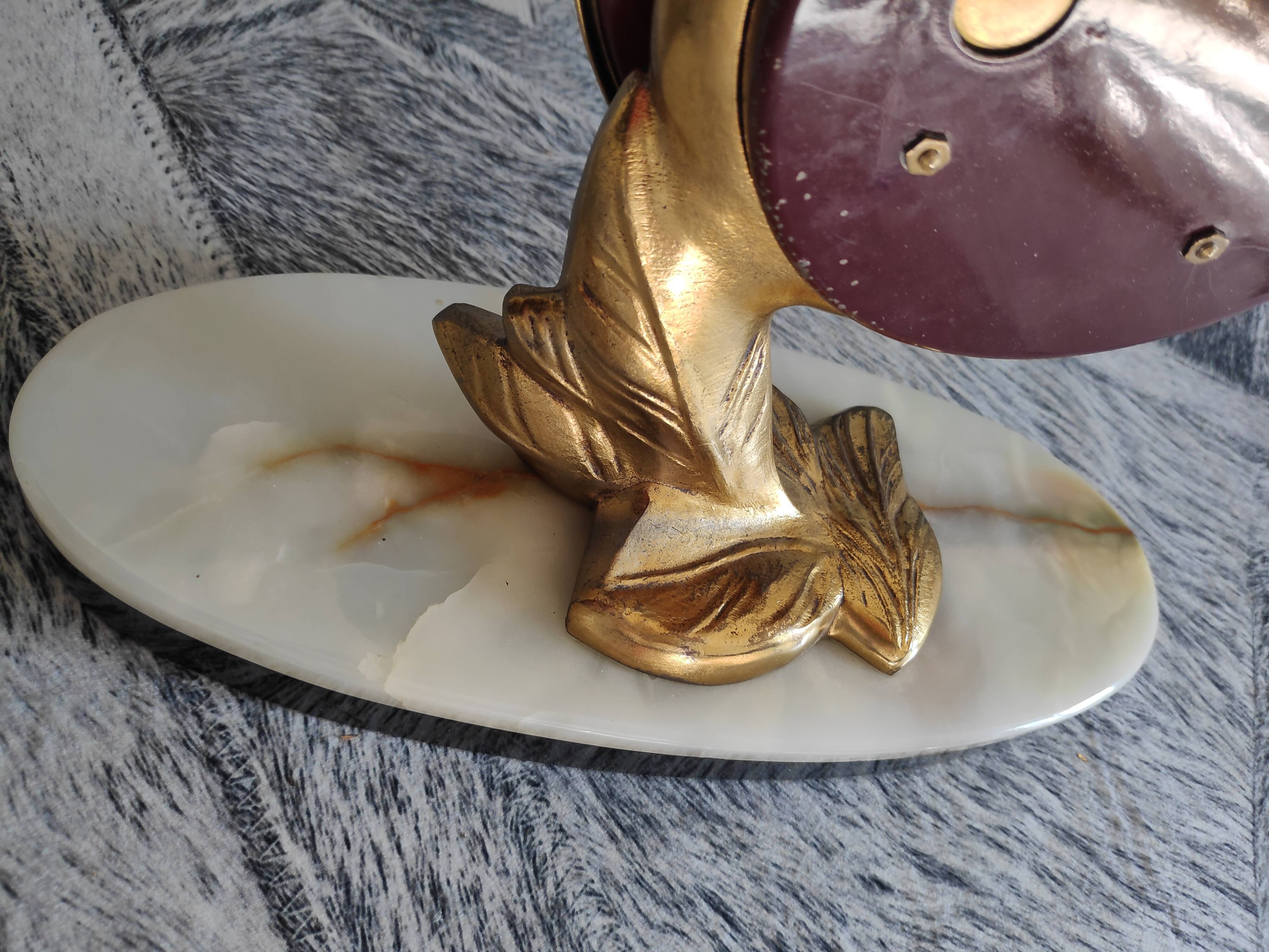 Silvoz Art Deco fireplace pendulum, veined marble base