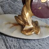 Silvoz Art Deco fireplace pendulum, veined marble base