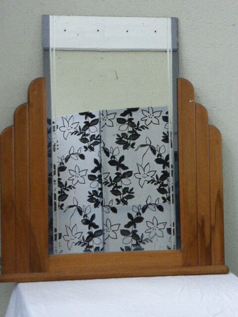 Art deco mirror, and column wooden frame