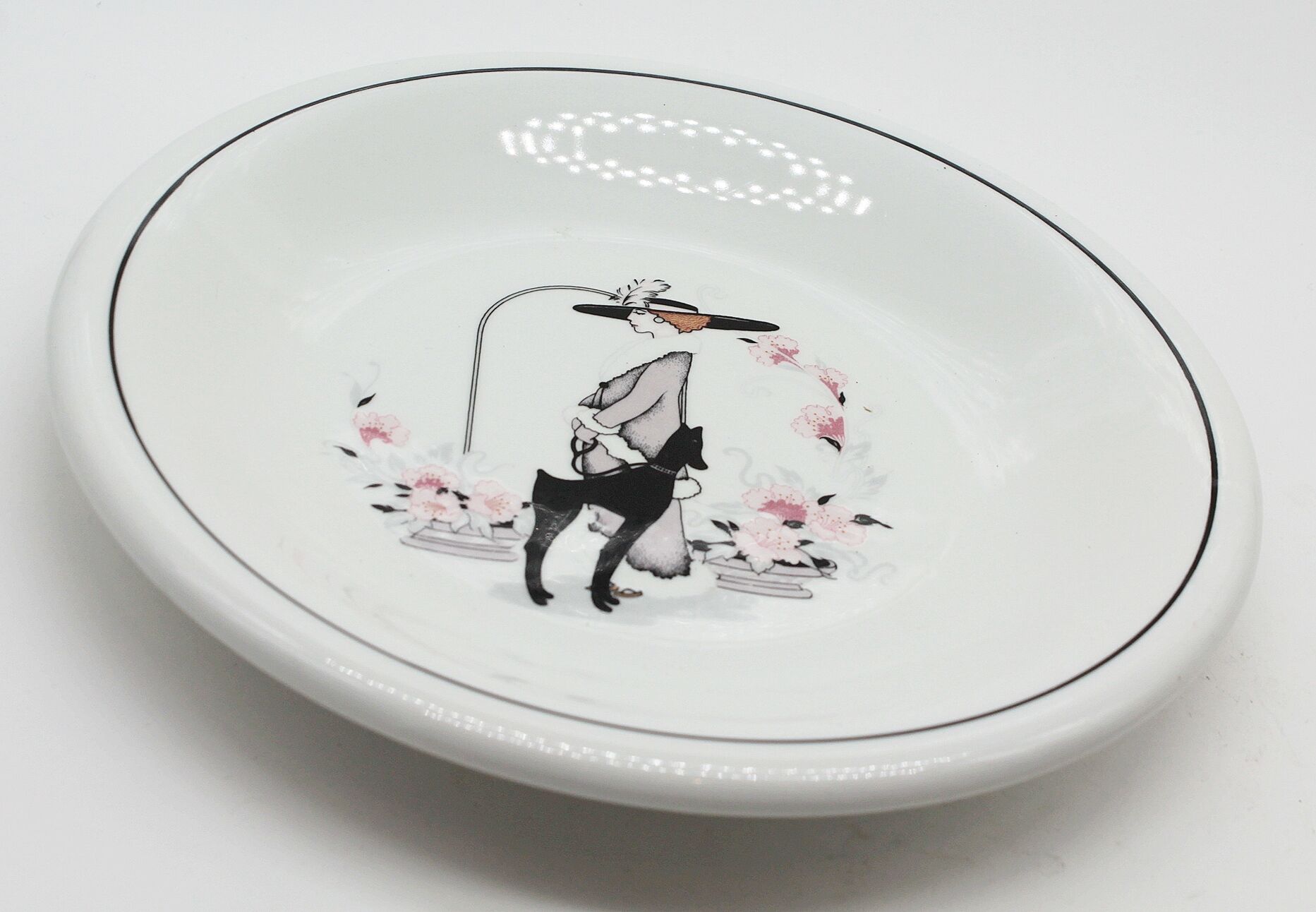 Lot of 2 plates woman to dog