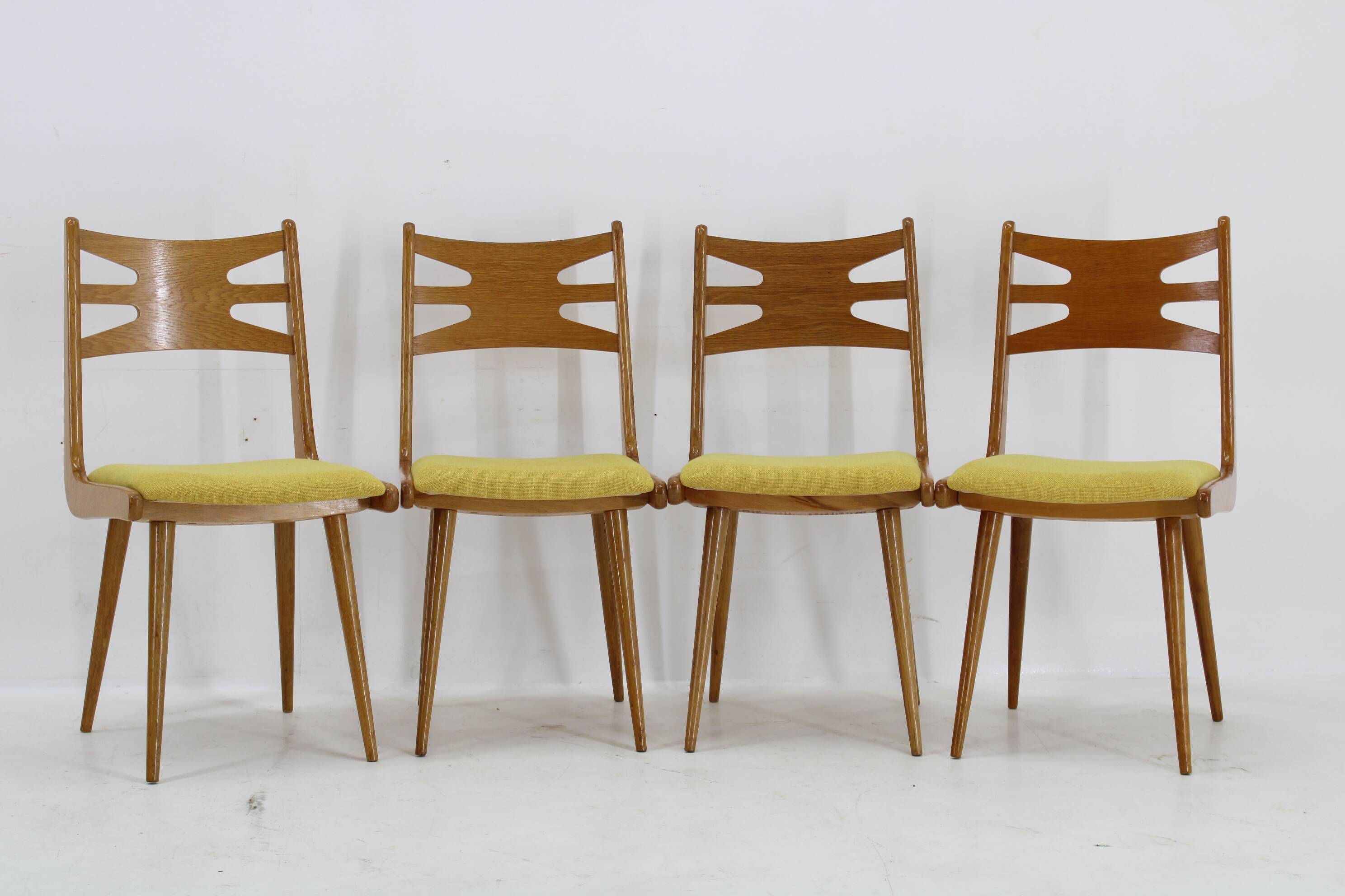 1960s Set of Four Restored Rare Dining Chairs, Czechoslovakia