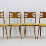 1960s Set of Four Restored Rare Dining Chairs, Czechoslovakia