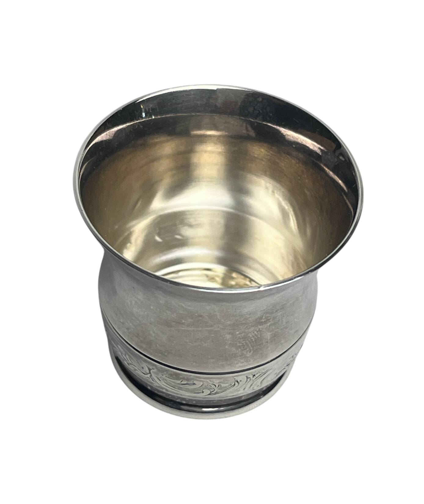 Ercuis, small baptismal cup in silver-plated metal from the 20th century.
