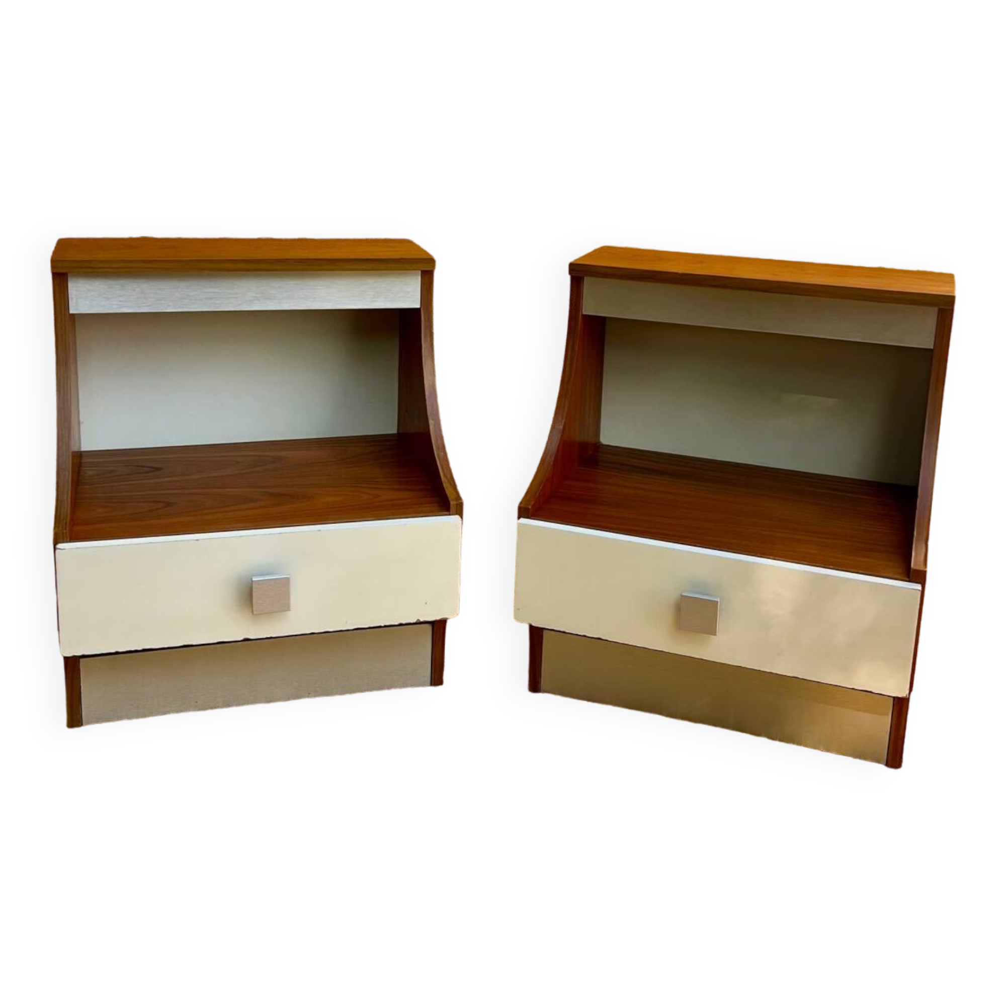 Duo tables de chevet éclairants space age 1970