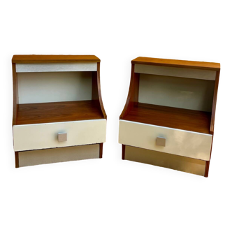 Duo of illuminated bedside tables from the 1970s