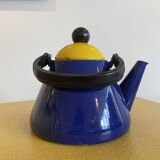 Yellow and blue enamel kettle
