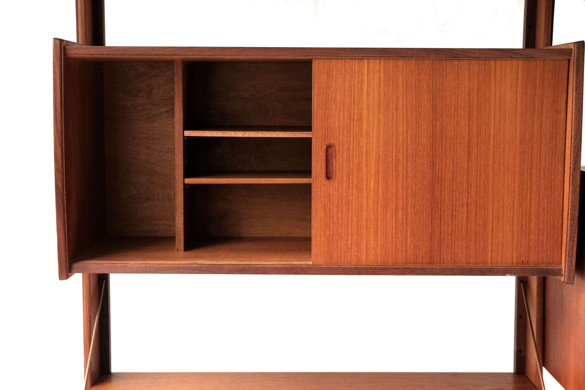Free standing teak wall unit by Torbjorn Afdal for Bruksbo Tyristrand, 2 Modules, Norway 1960's