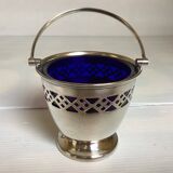 Blue and silver metal sweet jar.