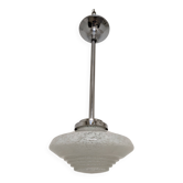 Art Deco glass suspension from Clichy, speckled white, France circa 1920.