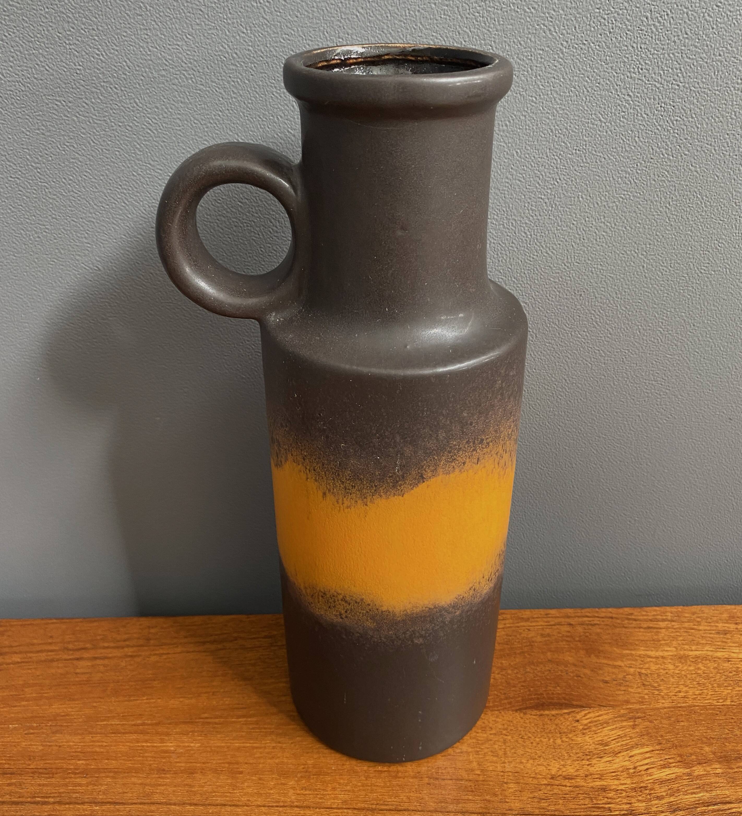 vase marron et orange Allemagne de l'Ouest Scheurich modèle 401-28 années 1970