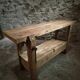 Vintage French beech side table, console, washbasin unit, industrial side table, circa 1950–1970.