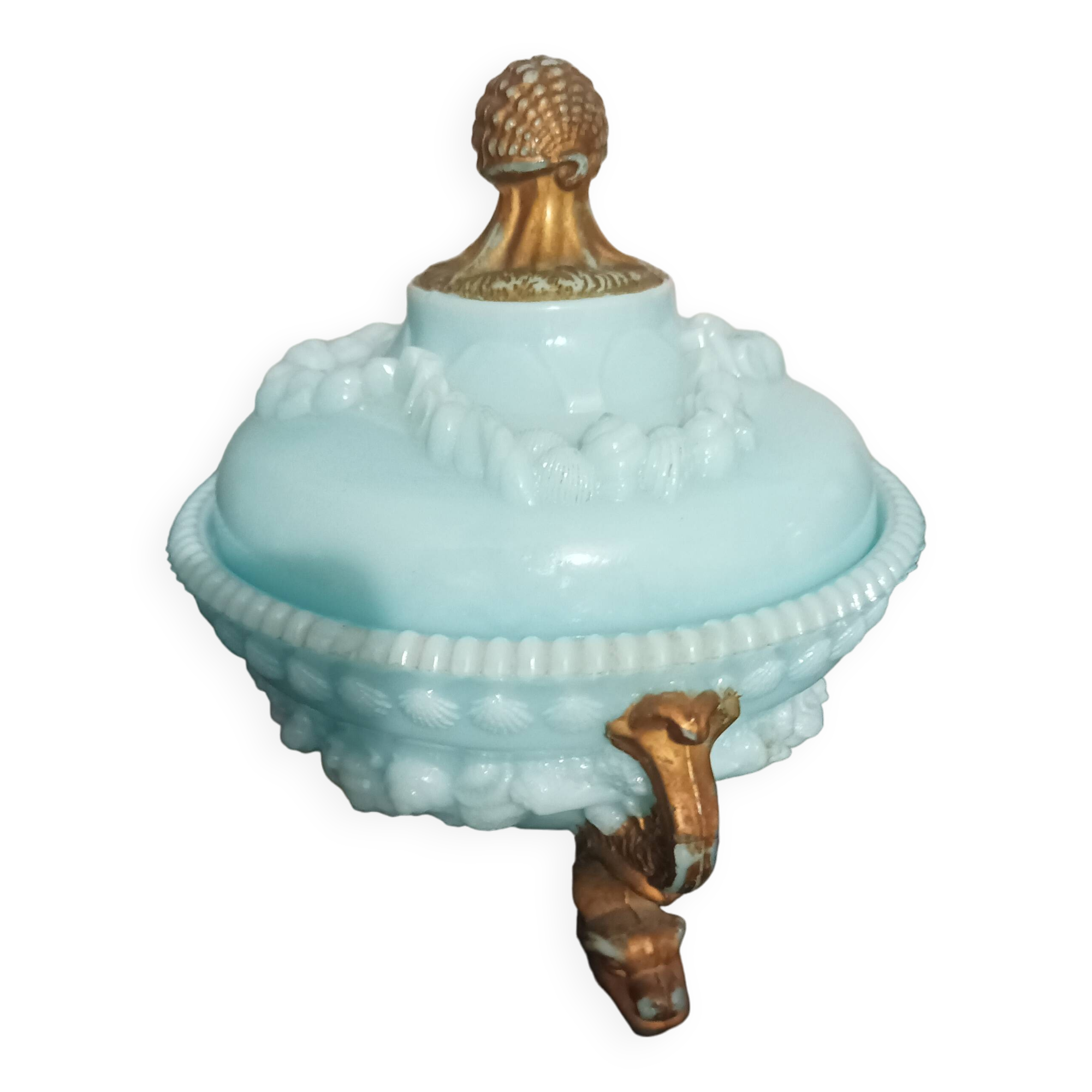 Blue Opaline Candy Box with Vallérysthal Gilding