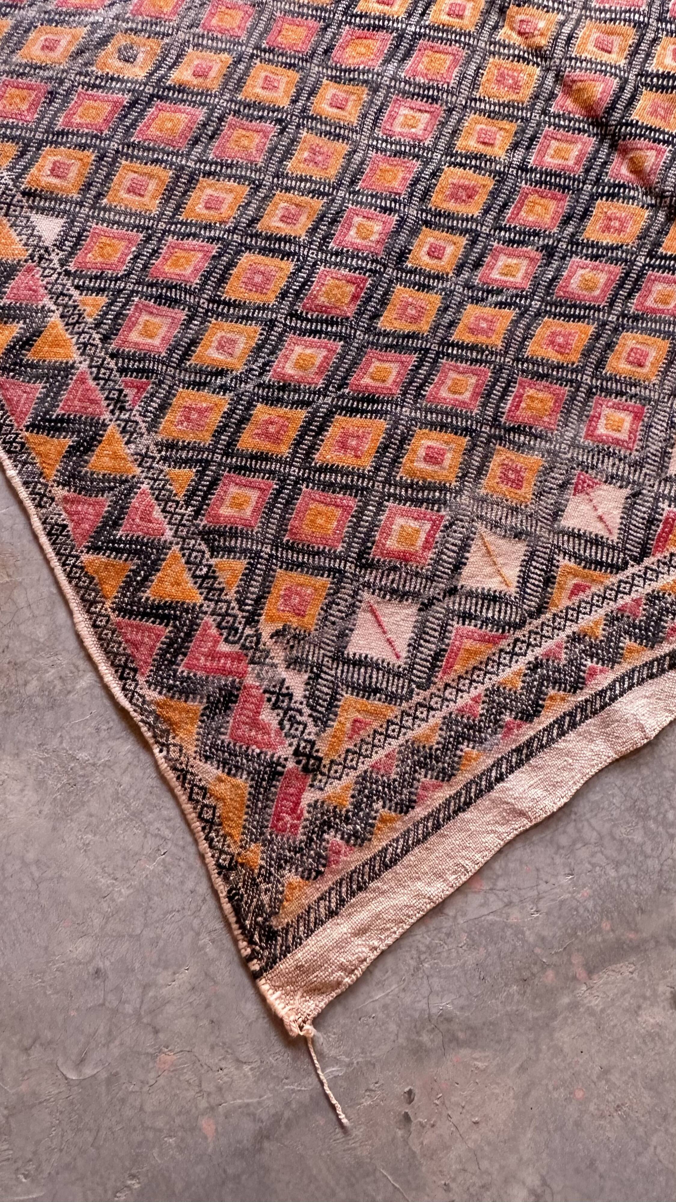Berber kilim zammour rug - 314 x 158 cm