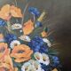 Antique still life painting, bohemian country decor, floral bouquet
