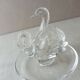 Old crystal ring, decoration couple of swans, from Lalique