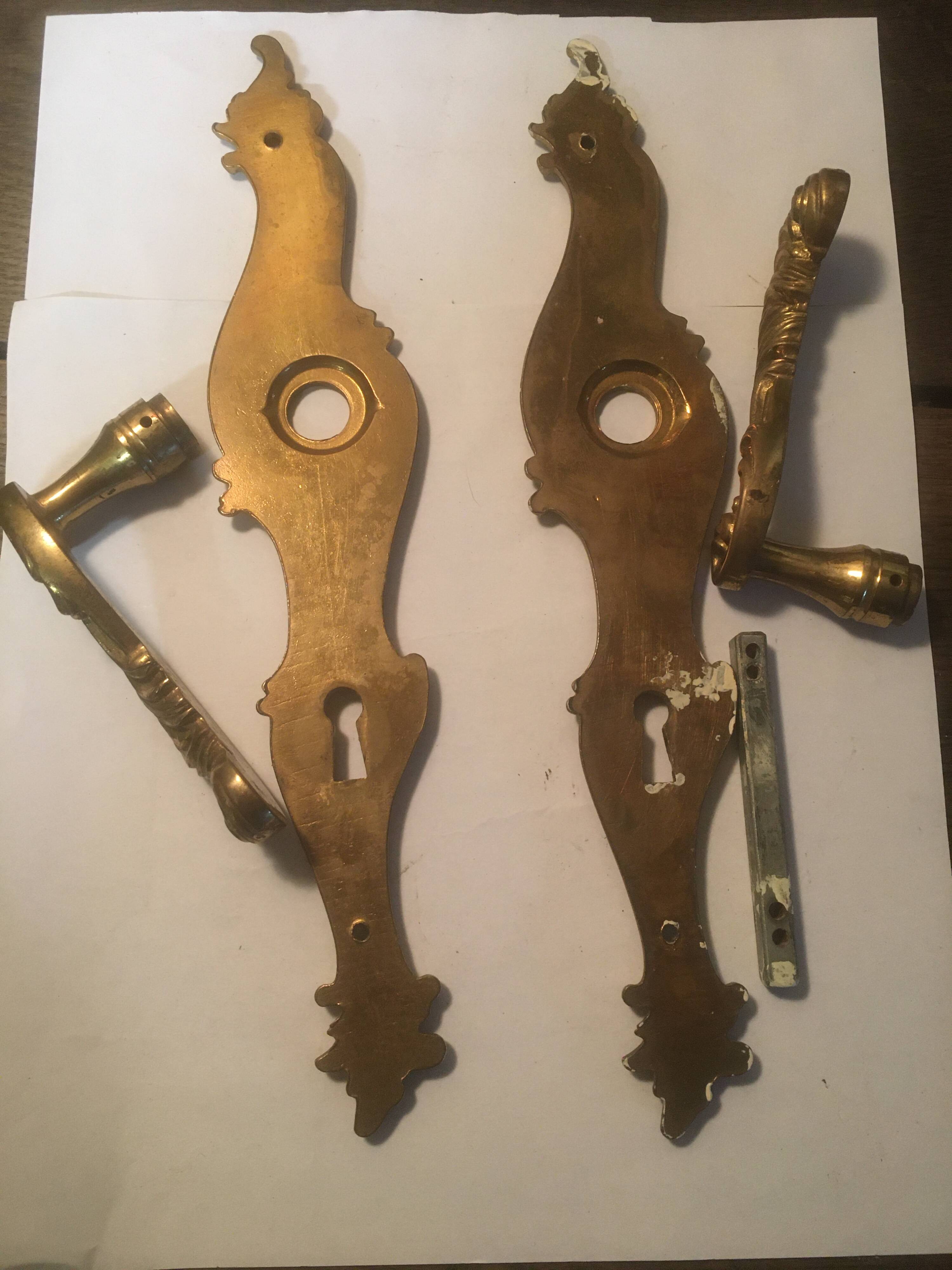 Louis xv style brass crutches and plaques